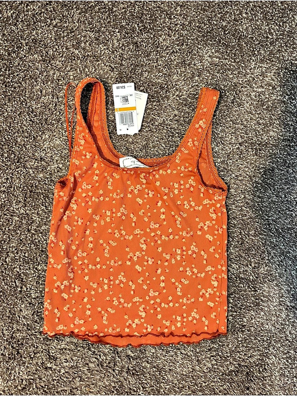 Universal Thread Floral Tank Top Orange & White Medium NWT